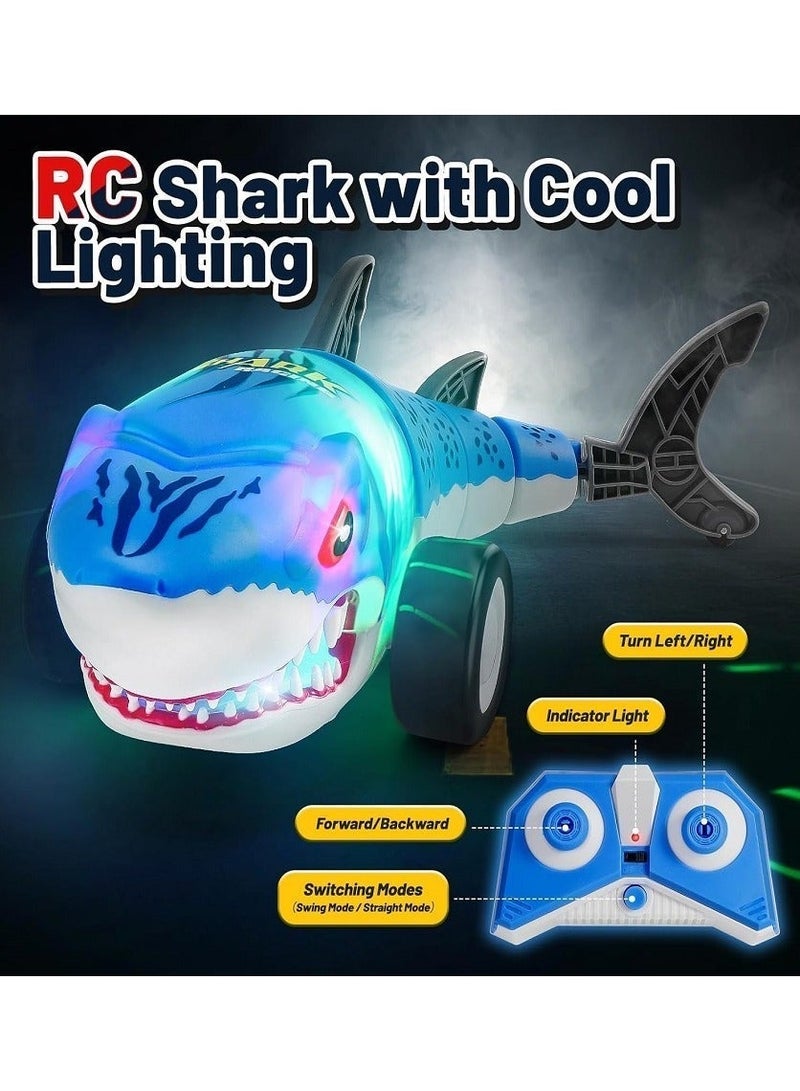 Shark Remote Control Car for Boys, 2.4Ghz Electric RC car with Glowing Light and Flexible Tail,Rechargeable Robot Shark Toys with Swing and Straight Mode, Hobby Shark Toys for Kids - Image 4